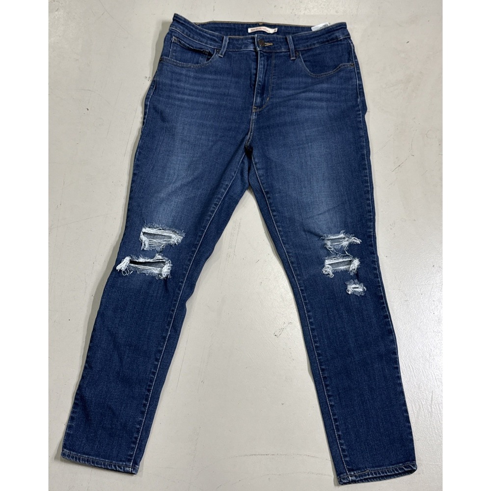 Levis 721 High Rise Skinny Jeans Womens 31x26 Blue Med Wash Distressed Denim